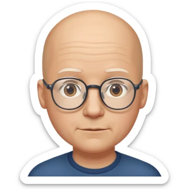 Bald man glasses chin puff sticker