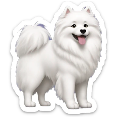 Samoyed dog with a girl who has long dark curly hair sticker