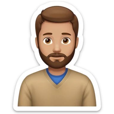 A man with brown hair and beard waiting for a hug sticker