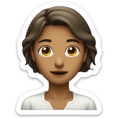 Un emoji de una mujer morena llorando, que tenga pelo liso, de color oscuro  sticker