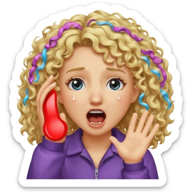 Emoji di ragazza bionda riccia che urla e mette una mano in faccia sticker