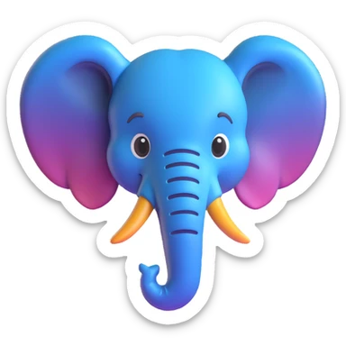 Create an elephant emoji that looks exactly like the reference image, in iOS emoji style. 3D, shiny, smooth gradients, soft shadows, realistic elephant head, classic emoji look. Add a soft shadow under the head. sticker