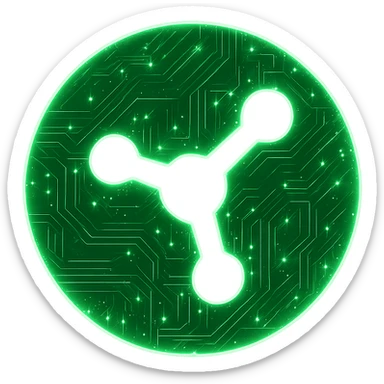 Transform the Razer Synapse logo into a cyberpunk, holographic style with glowing neon green edges and intricate circuit patterns throughout the entire icon. Maintain the recognizable green circle and black synapse shape, overlaying neon and circuit effects in a futuristic, clean cyberpunk style with consistent glow and detailed circuits. The background should be transparent to highlight the holographic neon effect. sticker