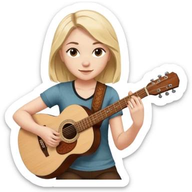 Emily Kinney playing acoustic guitar sticker