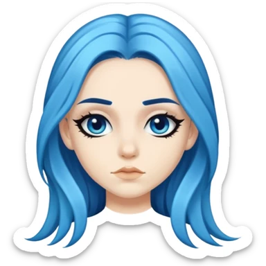 pretty long and blue hair baddie with eyeliner  sticker