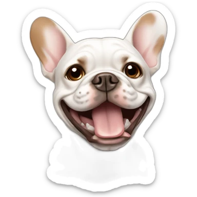 happy white with brown French Bulldog sticker