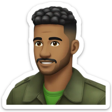 Barber Cariocas do Rio de Janeiro Brasil, criar do RJ roupas típicas da favela Streetwear black Brazilian young favela barberman doing a degradê militar fade haircut in a black Brazilian Man sticker