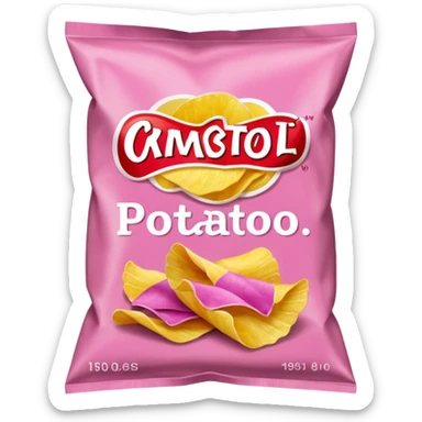 Pink bag of potato chips sticker