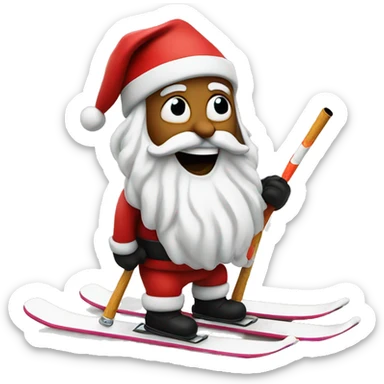 santa on skis with a cigarette in his mouth sticker