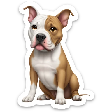 American pittbull wirh frensch bulldog and amstaf Terrier sitting al  sticker