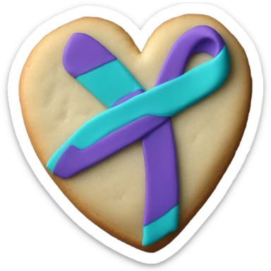 Purple teal Suicide awareness ribbon, heart cookie sticker