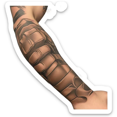 Flexing arm brown tattoo sleeve  sticker
