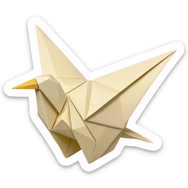 Cinematic Realistic depiction of an elegant origami creation, rendered with delicate paper textures and intricate folds, set on a minimalist background with soft, diffuse lighting that accentuates its artistic precision sticker