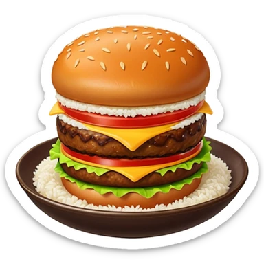 I want a burger patty without bun, lettuce, cheese, tomato, etc on a bowl of rice.  sticker