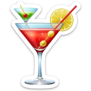 Create an two emoji of red and yellow cocktail, cheers with blue and green cocktail, no skewers sticker