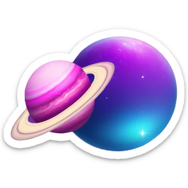 sparkly glittery blue purple and pink gradient planet with a cheesy saturn ring sticker