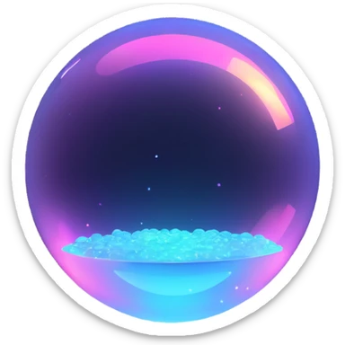 Floating holographic orb with a soft glow — a little futuristic, particles. sticker