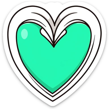 Beautiful elegant Maya-inspired heart symbol, refined clean geometric lines, sophisticated, dark green on white sticker