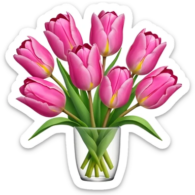 Pink tulips bouquet sticker