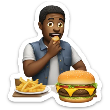 Create an emoji of a men eating burger sticker