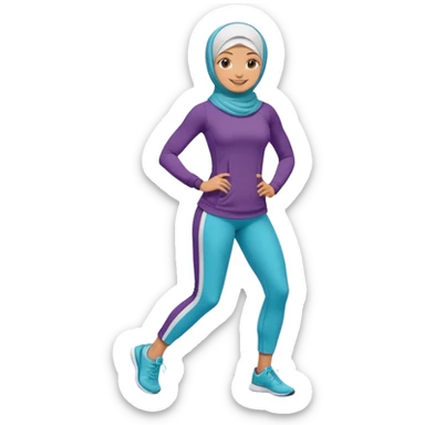 High resolution full body of a girl wearing a hijab and is a fitness trainer sticker