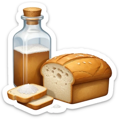 one simple a bottle of salt and a loaf of bread sticker