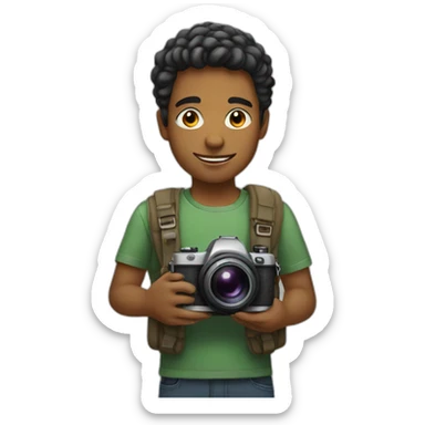 young man with camera sticker