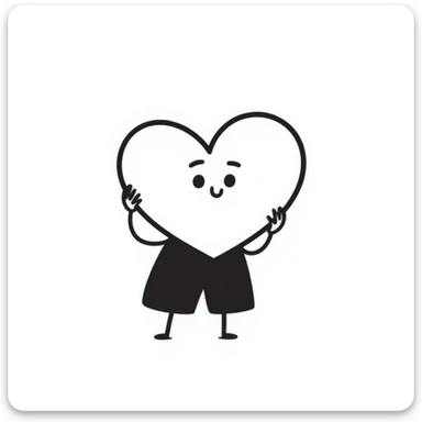 A hand-drawn heart cartoon character with cute face and arms, where the top curved parts of the heart clearly resemble butt cheeks sticker
