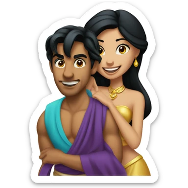 Aladdin, Jasmine and the genio  sticker