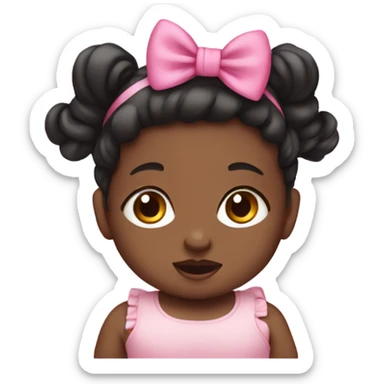  baby with dark hair and  pink bow headband sticker