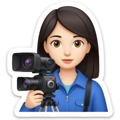 quiero crear una chica con una camara como si estuviese grabando vlog con el pelo oscuro  sticker