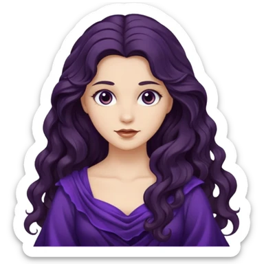 Proserpina from The Olympians with long dark brown wavy hair, dark purple stola sticker