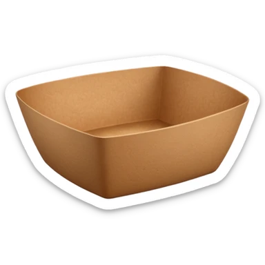 create an emoticon of a retangular bowl made of kraft paper, 
The lunch box should be the most similar to this real one..
https://i.postimg.cc/FKcHz1tk/Screenshot-2025-11-11-alle-16-06-29.png

Can get more images of the bowl from this instagram account https://www.instagram.com/chefaporterbr/ sticker