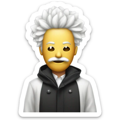 Créer un emoji de fumeur de cannabis cbd blanc avec des cheveux long un masque et un manteau noir  sticker