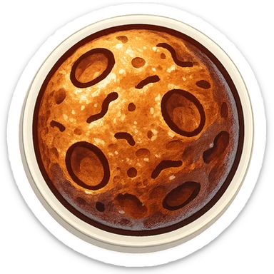 Add more rocky details, deeper pitted marks, and rougher patches to the Mercury planet emoji, keeping the same retro stickers style and transparent background. sticker