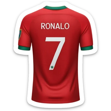 Create back side jersey of Portugal football team of red colour. Name "RONALDO" jersey no 7. sticker
