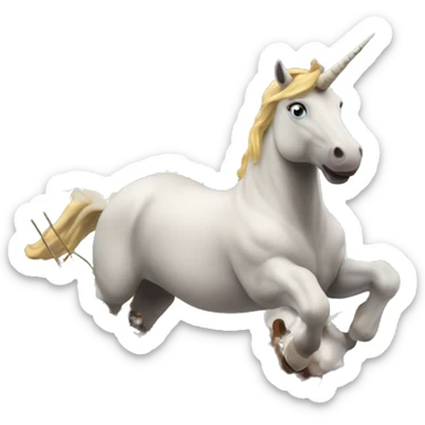 Titanic falling through hoop of fire while riding a unicorn sticker