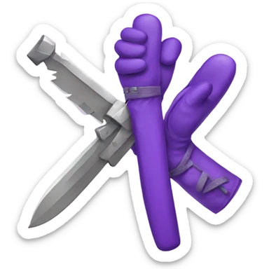 Greg with NODs, a butterfly knife and purple gloves sticker