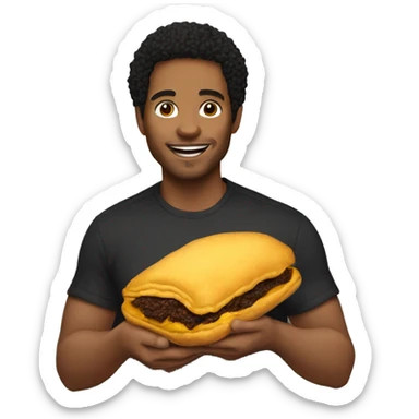 Lightskin black man holding Jamaican patty sticker