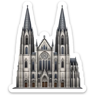 Cinematic Realistic Cologne Cathedral Landmark Emoji, showcasing Gothic architecture rendered with detailed stone textures and majestic, dynamic lighting. two tall  tall towers on the left side and an opening on the lower right sticker