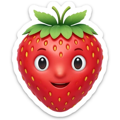 3d Full hd Pixar Style cute strawberry sticker
