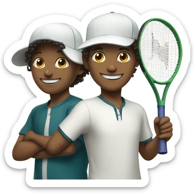 boys with smiles in hats with tennis rackets sticker