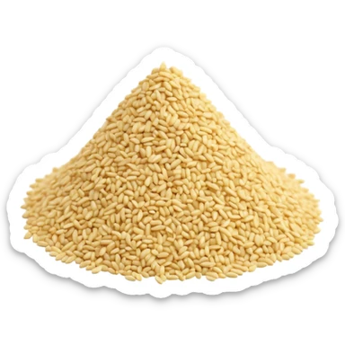 small pile of semolina, warm ivory to pale yellow, fine or slightly coarse, dry and matte, scattered grains, soft and natural, minimal 3D-rendered style, no faces, transparent background sticker