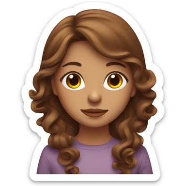 Girl sipping tea with brown curled hair sticker