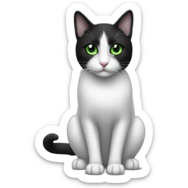 black and white cat with green eyes sticker