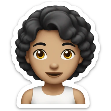 Withe girl with black hair  sticker