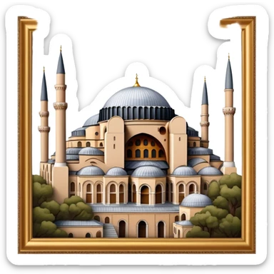 Cinematic Realistic Hagia Sophia Landmark Emoji, depicted with the majestic historic architecture rendered with intricate detail and dramatic, timeless lighting. sticker