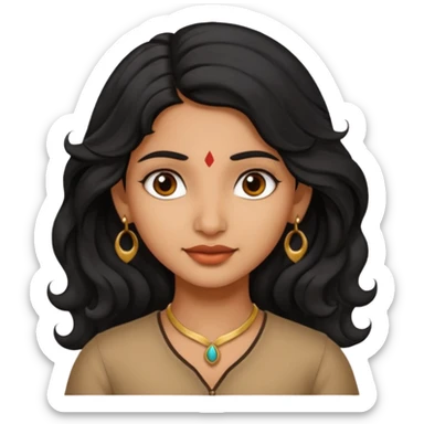Indian fat girl south Indian wavy medium black hair tan darker skin sticker