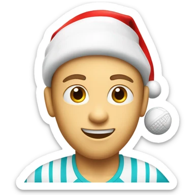 Tennis player playing tennis right handed wearing Santa hat Caucasian sticker