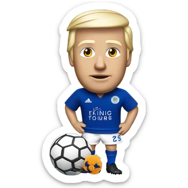 Donald trump as a Leicester city football supporter with football boots sticker